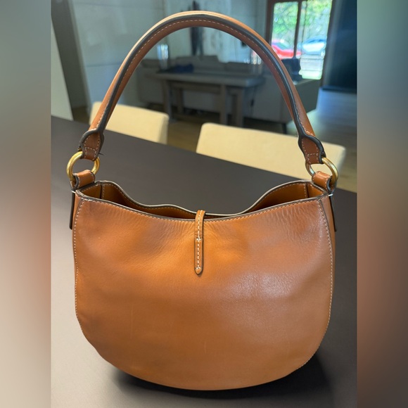 TORY BURCH Miller Mini Metal Logo Hobo Handbag in Aged Camello - Picture 7 of 16